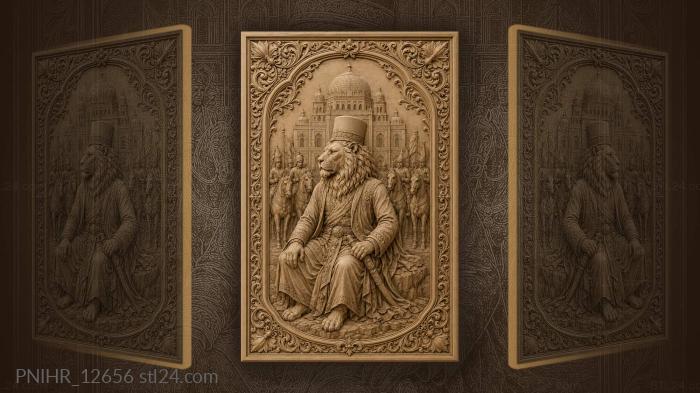 Lion with horsemen and palace 3d STL model