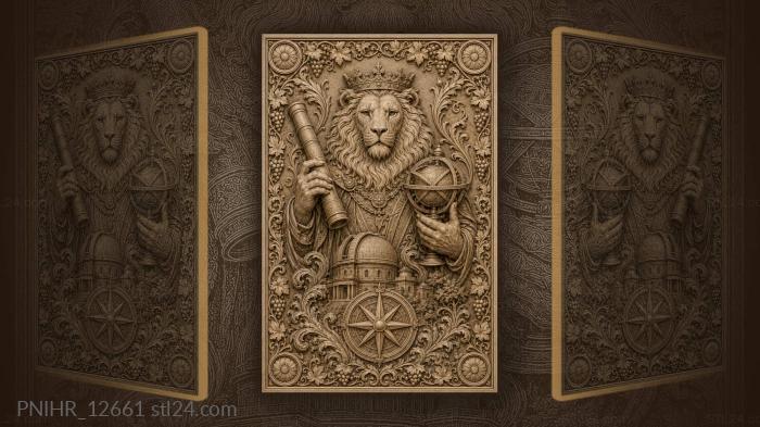 Lion astronomer with stars and vines 3d STL model