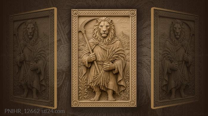 Lion with scythe and wheatfield 3d STL model