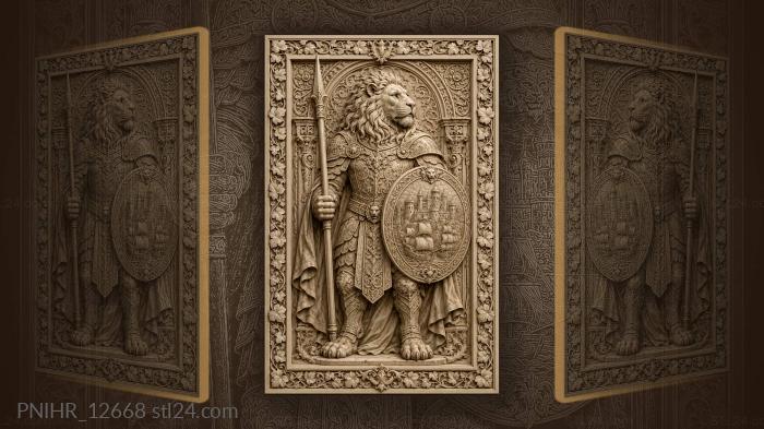 Lion knight with castle shield 3d STL model