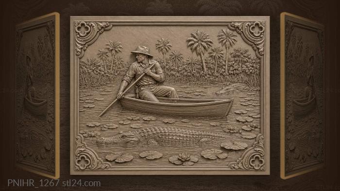 Poling away from two crocodiles 3d STL model