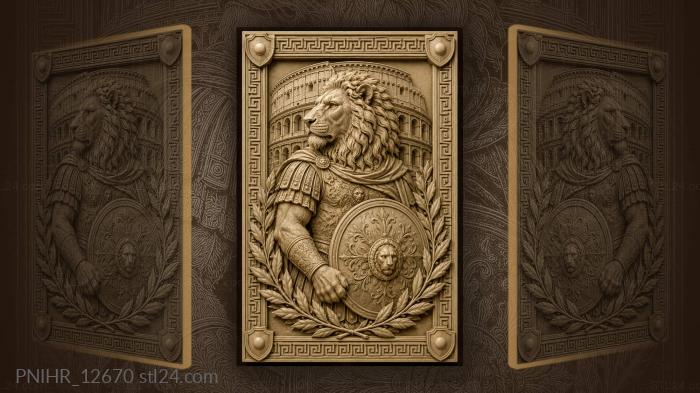 Lion warrior before the colosseum 3d STL model