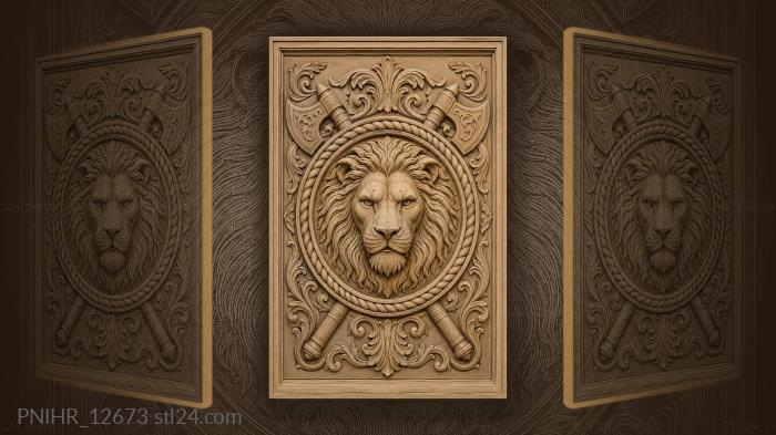 Crossed axes around the lion circle 3d STL model