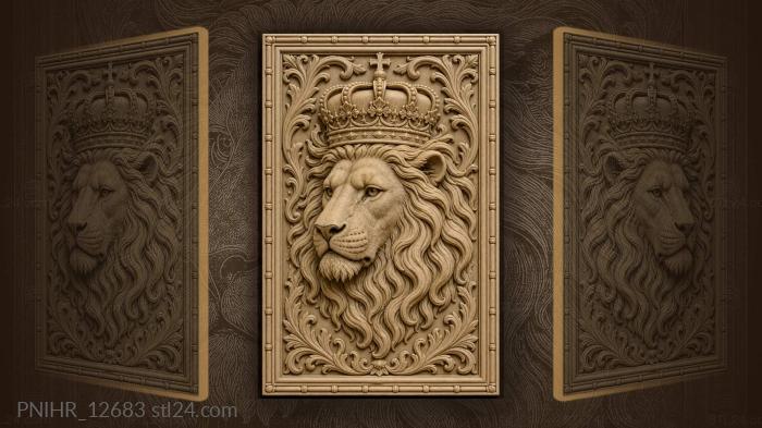 Lion head with royal crown 3d STL model