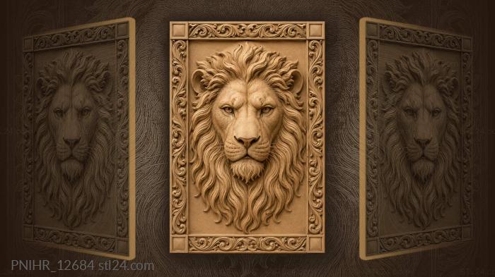 Running wave around the lion head 3d STL model