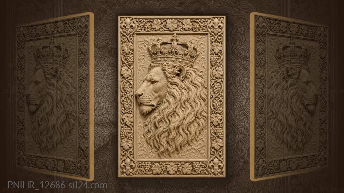 Lion with royal crown grapevine 3d STL model