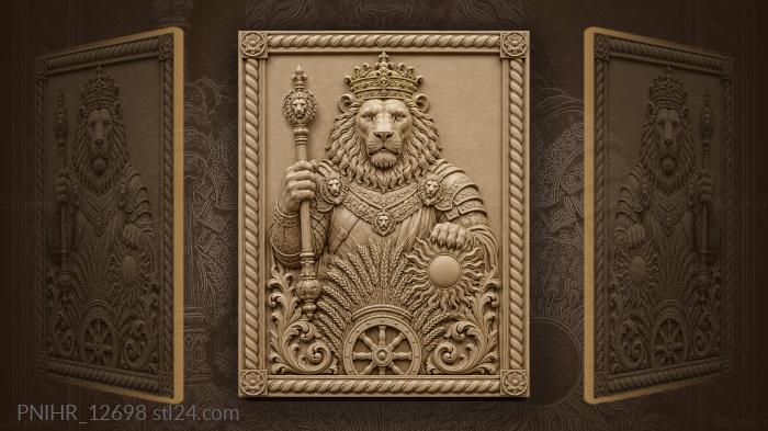 Wheat sheaf and wheel beneath lion 3d STL model