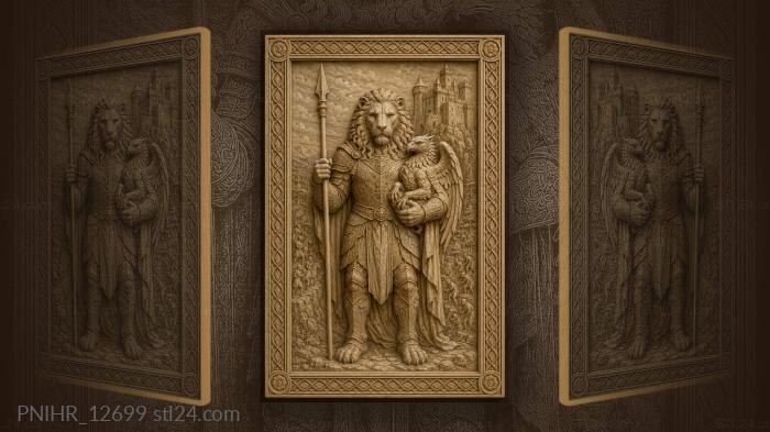 Holding a griffin and leaning on a spear 3d STL model