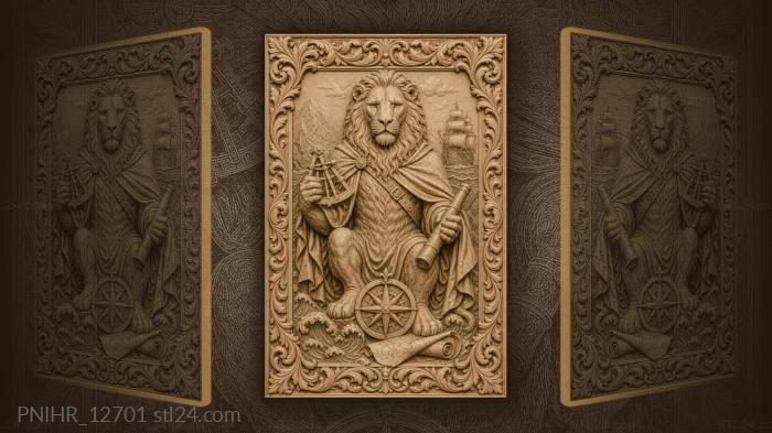 Lion explorer with map and telescope 3d STL model