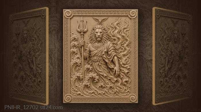 Lion god with sea and fire 3d STL model