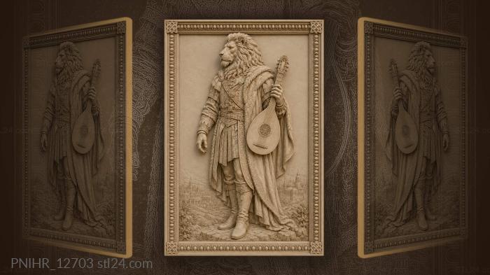 Lute in hand above the city skyline 3d STL model