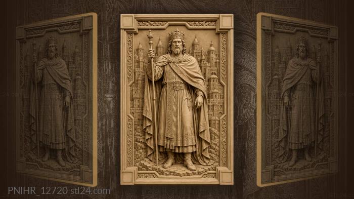 King raising his scepter above the towers 3d STL model