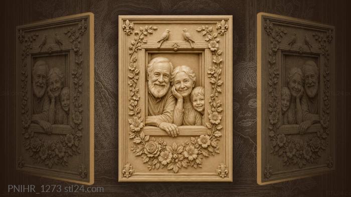 Family at the window with birds 3d STL model