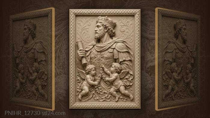 Noble man with playful cherubs 3d STL model