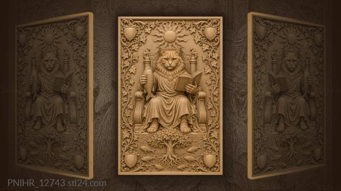 Royal cat with fish and book 3d STL model