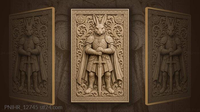 Noble rabbit knight with sword 3d STL model