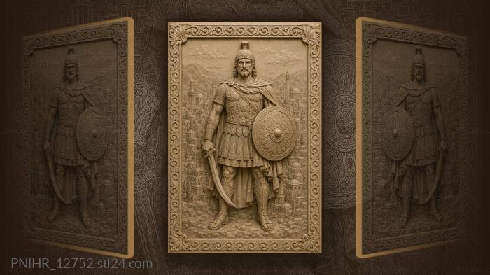 Fighter with a curved sabre near walls 3d STL model