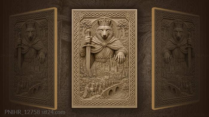 Crowned wolf with city below 3d STL model