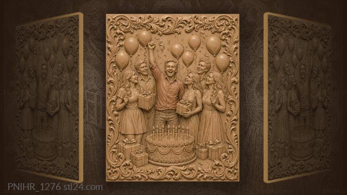 Man in red shirt greeting guests 3d STL model