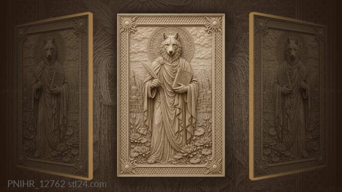 Wolf scholar with city view 3d STL model