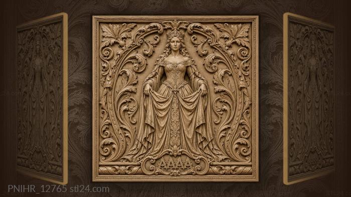 Lady holding the hem of her gown 3d STL model