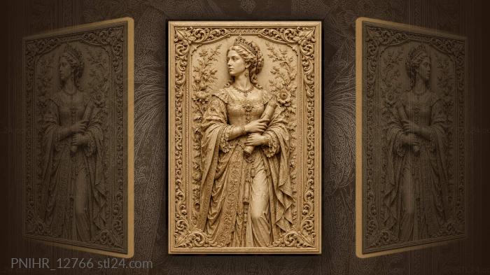 Noblewoman holding scroll to her chest 3d STL model