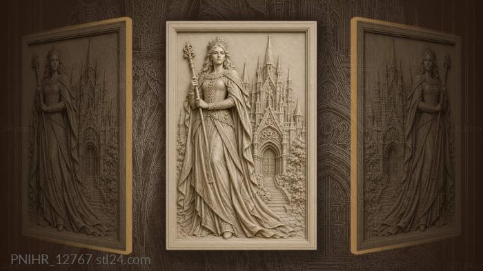 Queen with fortress and scepter 3d STL model