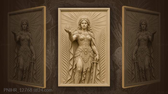 Warrior woman with sun and palm 3d STL model