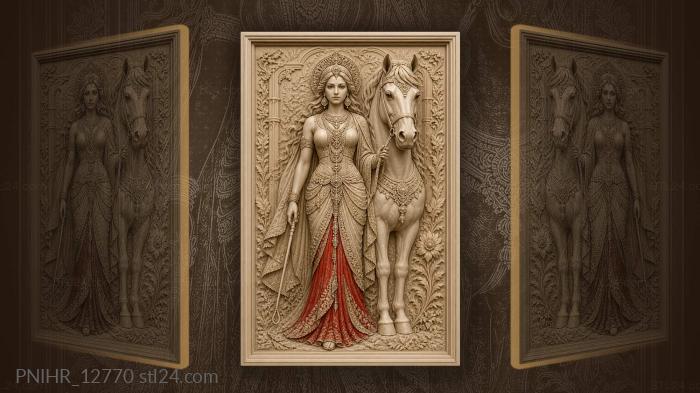 Lady with noble steed 3d STL model