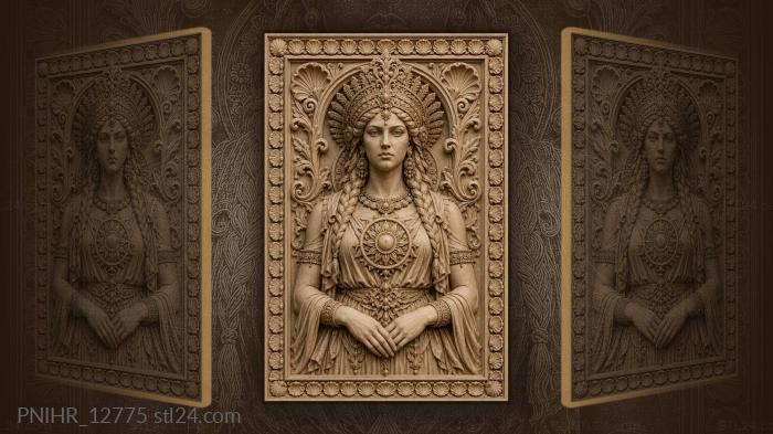 Braided lady with a sun medallion 3d STL model