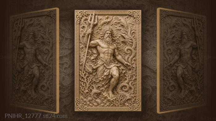 Poseidon among sea life chaos 3d STL model