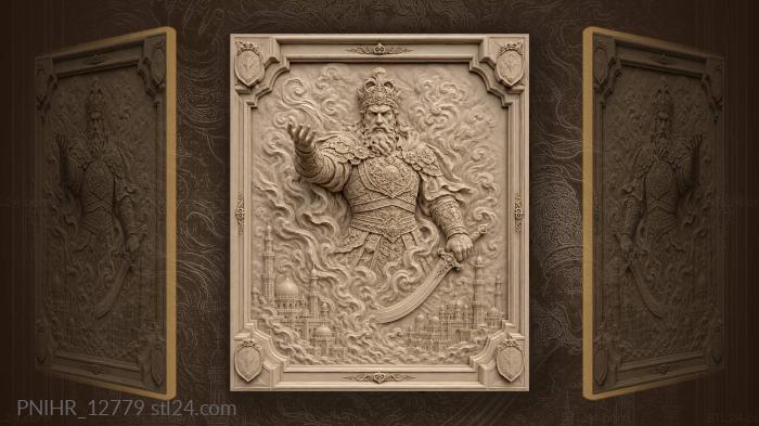 Warrior with sword and city 3d STL model