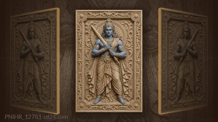 Blue skinned lord with a crossed sword 3d STL model
