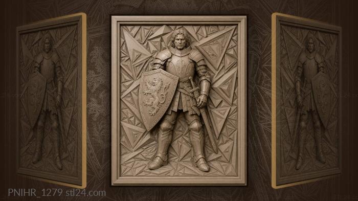 Knight amid angular triangular shards 3d STL model