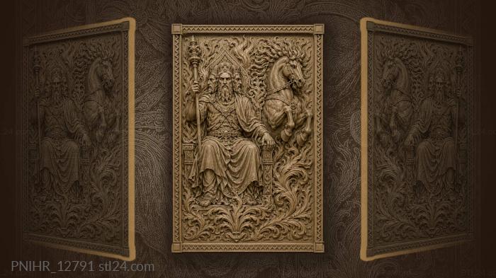 Three faces throne with fiery horse 3d STL model