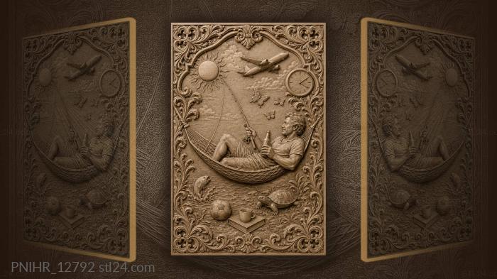 Man in hammock peaceful scene 3d STL model