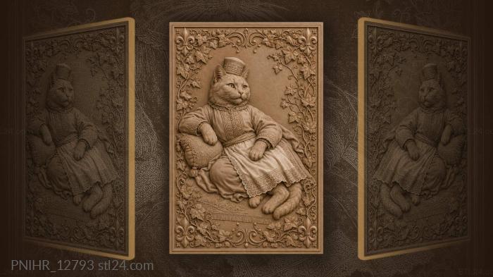 Folk cat in russian costume 3d STL model