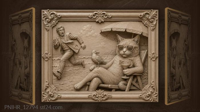 Cool cat beach getaway fun 3d STL model