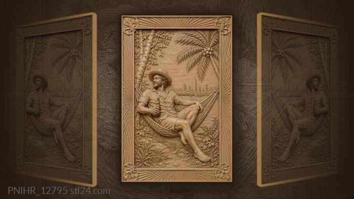 Man in a hammock with a beer 3d STL model