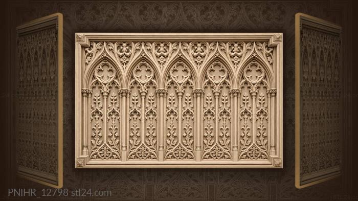 Gothic arches floral repeating pattern 3d STL model