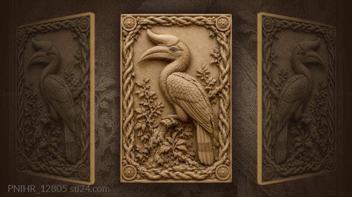 Hornbill bird with twisted rope frame 3d STL model