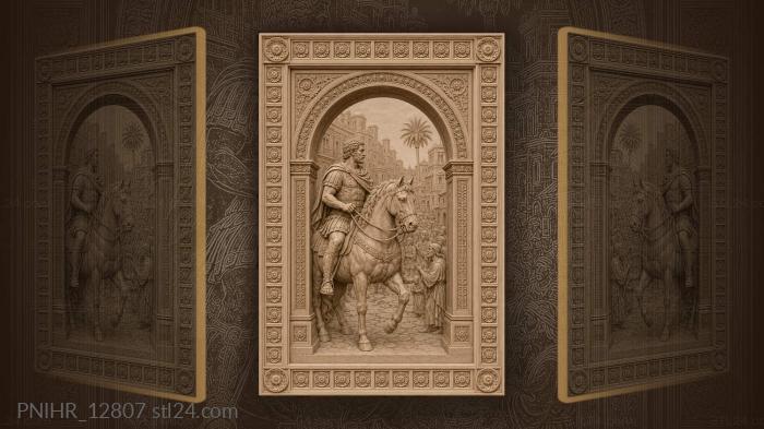 Horseman entering ancient city gates 3d STL model