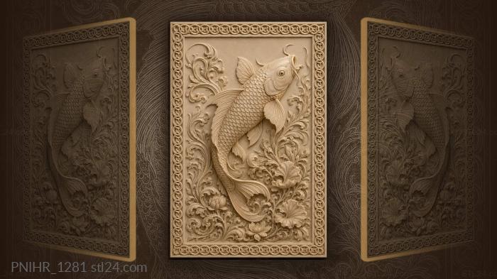 Ascending koi among flowing plants 3d STL model