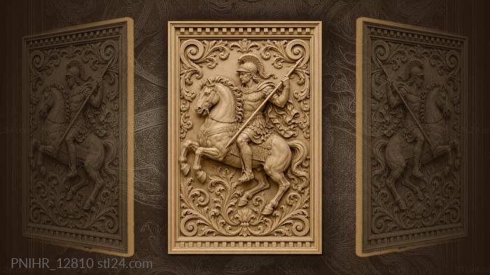 Rider with a long spear in scrolls 3d STL model