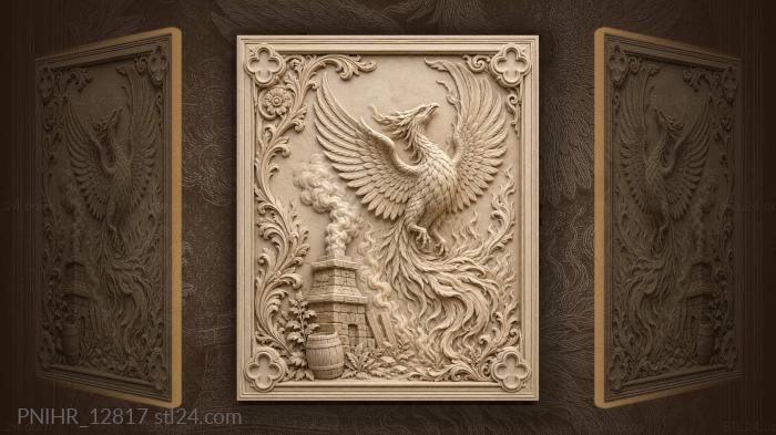 Phoenix rising from ancient hearth 3d STL model