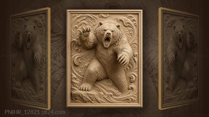 Roaring beast rearing with claws out 3d STL model