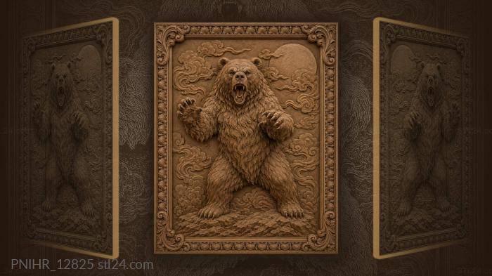 Roaring under a red sun and clouds 3d STL model