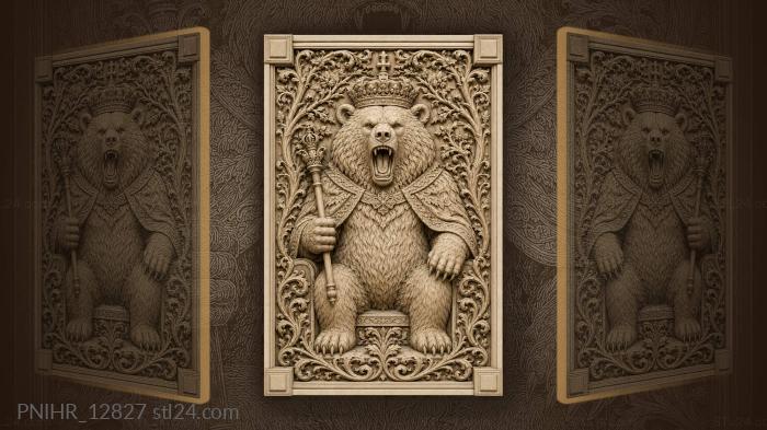 Crowned bear with regal scepter 3d STL model