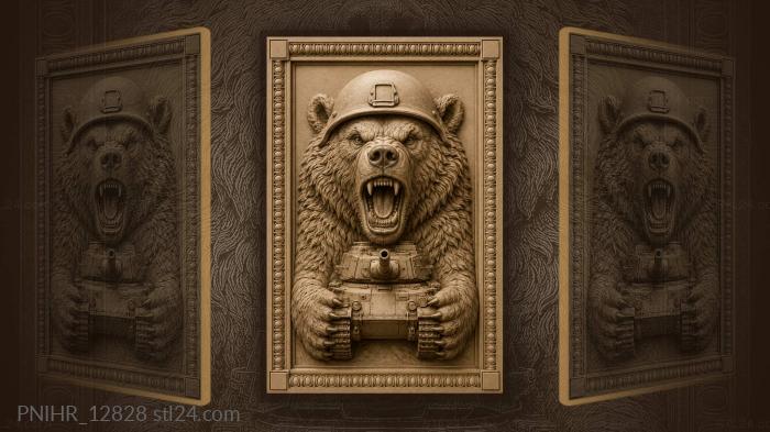 Bear soldier with miniature tank 3d STL model
