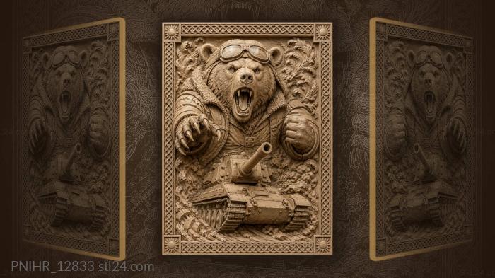 Aviator bear and mighty tank 3d STL model
